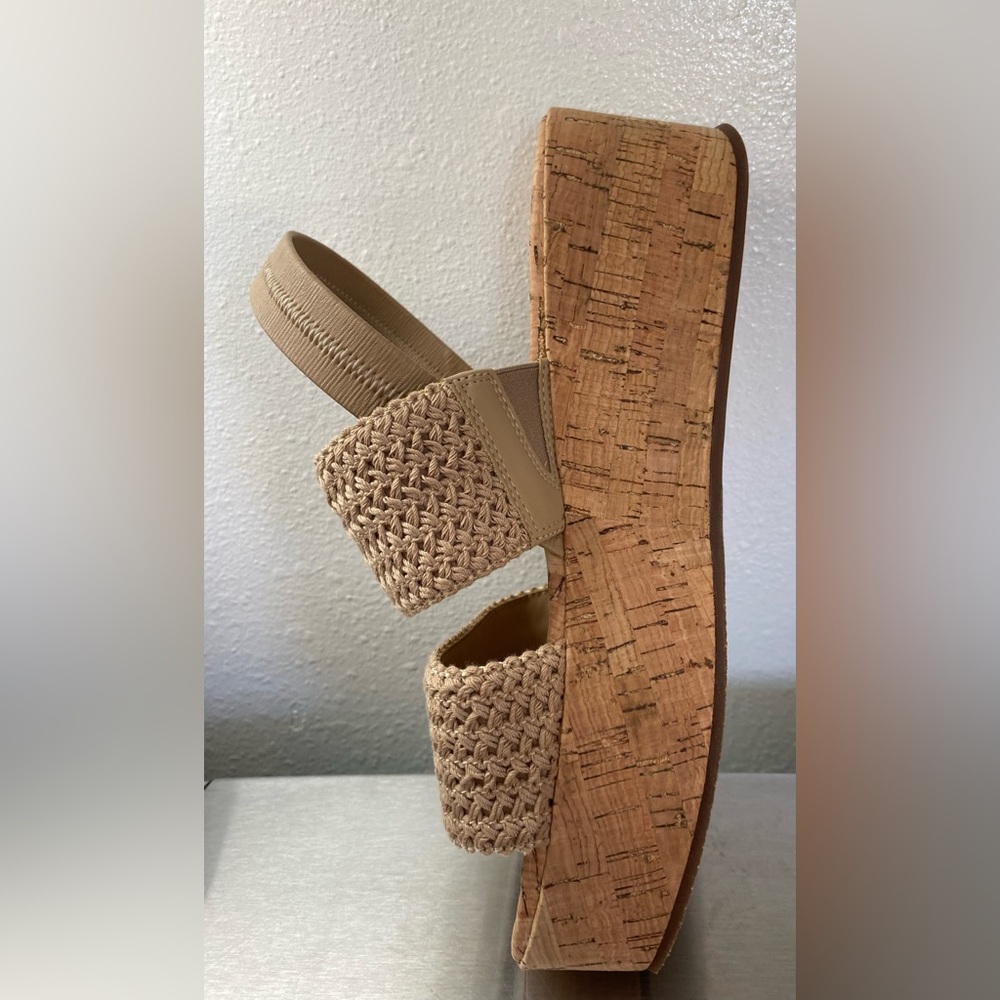 Women's Tan Woven Platform Slingback Sandals